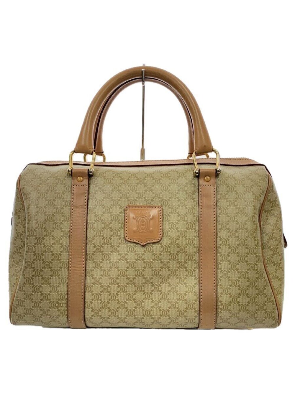 Celine Boston Bag Beige All over Macadam Triomphe